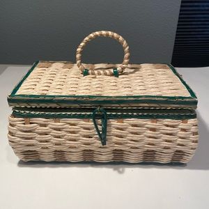 Vintage DRITZ woven wicker sewing basket